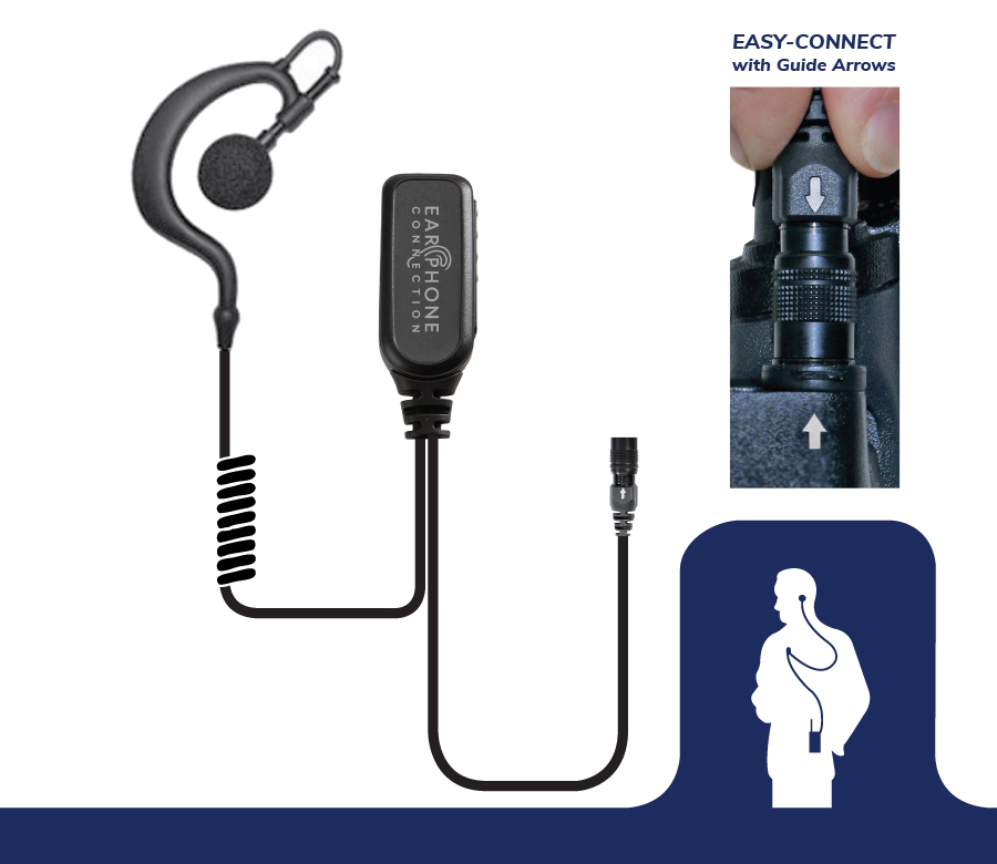 Falcon Earhook Lapel Microphone Replacement-EP305EC-Ear Phone Connection