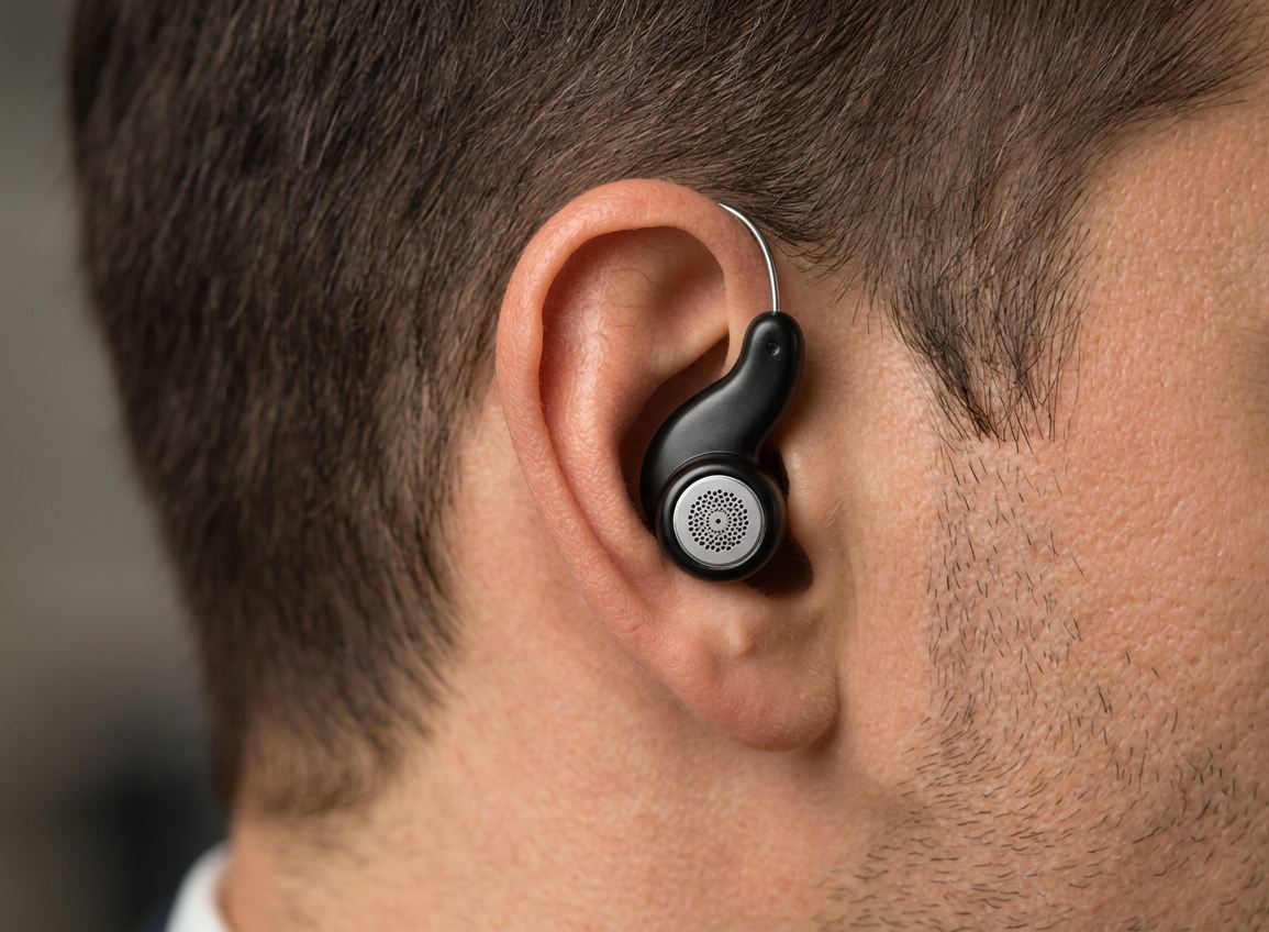 Cricket Secure Fit Wireless Earbud on the ear